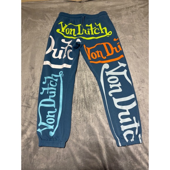 Von Dutch Other - Von Dutch Mens XL Blue All Over Print Jogger Sweatpants